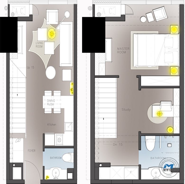 LOFT公寓型售樓部與樣板房裝修設(shè)計A戶型彩圖